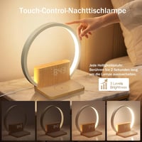 Lampă de masă blonbar cu alarmă de răsărit, funcție de încărcare, luminozitate tactilă pe 3 niveluri și 10 sunete naturale pentru dormitor 3