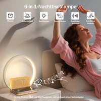 Lampă de masă blonbar cu alarmă de răsărit, funcție de încărcare, luminozitate tactilă pe 3 niveluri și 10 sunete naturale pentru dormitor 2