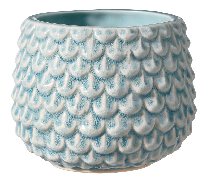 Ghiveci de flori din ceramică Bloomingville Pinecone, decorațiune interioară, stil retro, mărimea S (diametru 9,5 cm), bleu