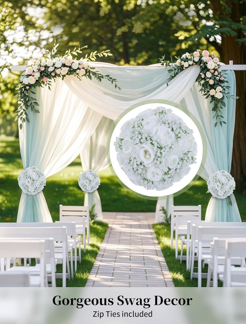 Ghirlandă de trandafiri artificiali BLOSMON, decorațiune de nuntă, 2 bucăți, alb