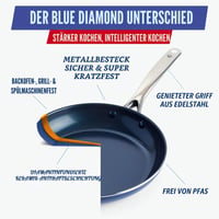 Blue Diamond tava za kuhanje s keramičkim premazom ojačanim dijamantima, 26 cm, za prženje jaja, bez PFAS-a, pogodna za perilicu posuđa i pećnicu, plava 4
