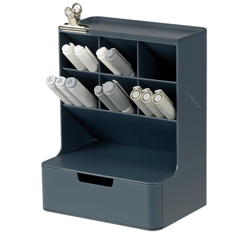 BLUE GINKGO Hive stolni organizator – vertikalna ladica sa 6 pretinaca – držač olovaka i organizator uredskog pribora koji štedi prostor, za školu i kozmetiku