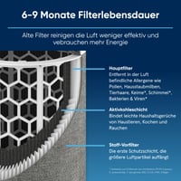 Filtru de schimb Blueair HEPASilent pentru purificatorul de aer Blue 3350i - Elimină praful, polenul, mucegaiul, bacteriile și virușii, cărbune activ împotriva COV-urilor și a mirosurilor 3