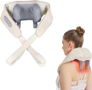 Bluessiery 6D Shiatsu nyak-váll-hát masszírozó 42 C melegterápiával, 2 mód, 3 fokozat, hordozható elektromos