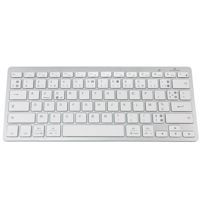 Bluetooth klávesnica Bluestork pre PC/Mac, AZERTY, kompaktná, tenká – biela