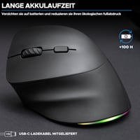 Ergonomická vertikálna bezdrôtová myš Bluestork pre ľavákov, 800-2400 DPI, 6 tlačidiel, RGB 3