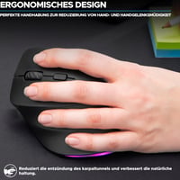 Ergonomická vertikálna bezdrôtová myš Bluestork pre ľavákov, 800-2400 DPI, 6 tlačidiel, RGB 2