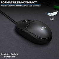 Mouse cu fir compact Bluestork M-W-OFF20 – Mouse de calculator ambidextru compatibil cu PC și Mac, 1000 DPI 2