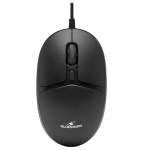 Mouse cu fir compact Bluestork M-W-OFF20 – Mouse de calculator ambidextru compatibil cu PC și Mac, 1000 DPI