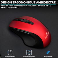 Bezdrôtová myš Bluestork M-WL-OFF75, Bluetooth a USB 2,4 GHz, tichá – červená 3