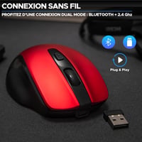 Bezdrôtová myš Bluestork M-WL-OFF75, Bluetooth a USB 2,4 GHz, tichá – červená 7
