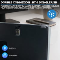 Bezdrôtová Bluetooth klávesnica Bluestork s francúzskym rozložením AZERTY, 90-hodinová výdrž batérie, nabíjanie cez USB-C, 14 multimediálnych klávesových skratiek, čierna 5