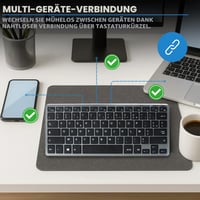 Bezdrôtová Bluetooth klávesnica Bluestork s francúzskym rozložením AZERTY, 90-hodinová výdrž batérie, nabíjanie cez USB-C, 14 multimediálnych klávesových skratiek, čierna 4