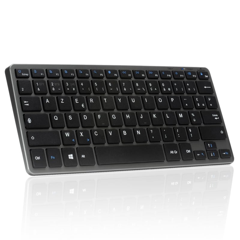 Bezdrôtová Bluetooth klávesnica Bluestork s francúzskym rozložením AZERTY, 90-hodinová výdrž batérie, nabíjanie cez USB-C, 14 multimediálnych klávesových skratiek, čierna