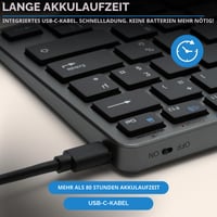 Bezdrôtová Bluetooth klávesnica Bluestork s francúzskym rozložením AZERTY, 90-hodinová výdrž batérie, nabíjanie cez USB-C, 14 multimediálnych klávesových skratiek, čierna 6