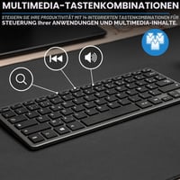 Bezdrôtová Bluetooth klávesnica Bluestork s francúzskym rozložením AZERTY, 90-hodinová výdrž batérie, nabíjanie cez USB-C, 14 multimediálnych klávesových skratiek, čierna 9
