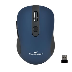 Bluestork bežični miš – 6 tipki – metalik plava – 2,4 GHz – 1600 DPI – kompatibilan s Windows i Mac sustavima