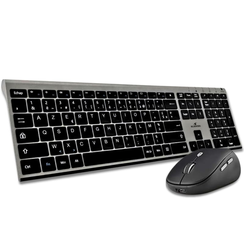 Bezdrôtová súprava klávesnice a myši Bluestork – Grafický inteligentný dongle – Čierna – Bezdrôtové PC kombo