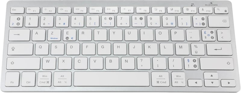 Bluestork Wireless Bluetooth Billentyűzet PC Mac AZERTY Fehér Kompakt Vékony
