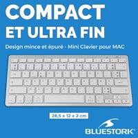 Bluestork Wireless Bluetooth Billentyűzet PC Mac AZERTY Fehér Kompakt Vékony 2