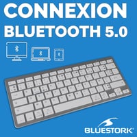Bluestork Wireless Bluetooth Billentyűzet PC Mac AZERTY Fehér Kompakt Vékony 5