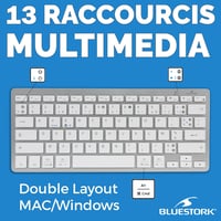 Bluestork Wireless Bluetooth Billentyűzet PC Mac AZERTY Fehér Kompakt Vékony 3