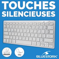 Bluestork Wireless Bluetooth Billentyűzet PC Mac AZERTY Fehér Kompakt Vékony 4