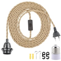 BlueXP E27 foglalat kapcsolóval és dugóval 6m kender kábellel függőlámpa 1
