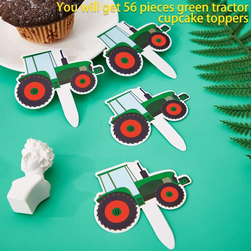 Blulu 56 darabos traktor cupcake topperek mezőgazdasági party dekorációhoz