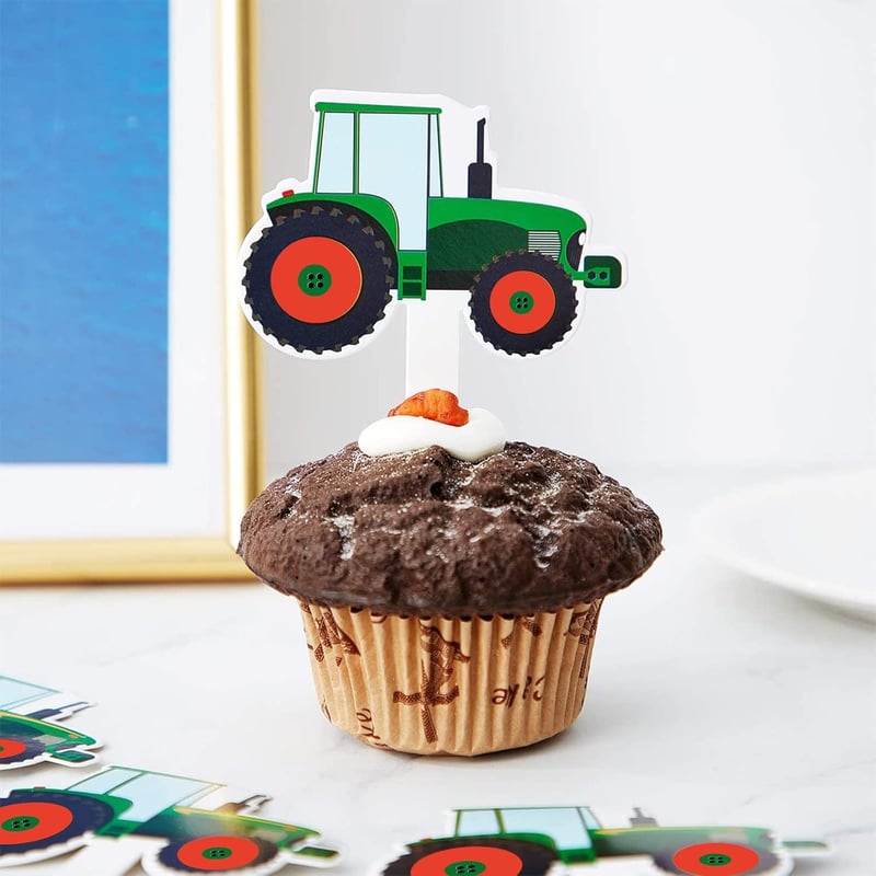 Blulu 56 darabos traktor cupcake topperek mezőgazdasági party dekorációhoz