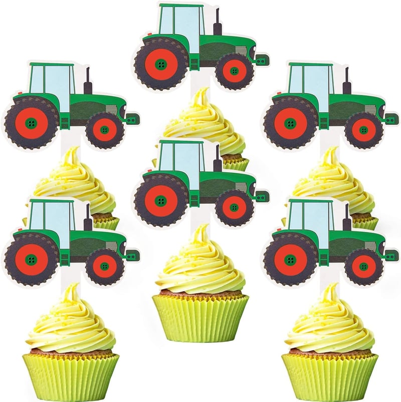 Blulu 56 darabos traktor cupcake topperek mezőgazdasági party dekorációhoz