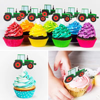 Blulu 56 darabos traktor cupcake topperek mezőgazdasági party dekorációhoz 3