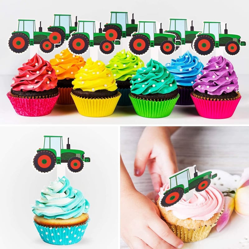 Blulu 56 darabos traktor cupcake topperek mezőgazdasági party dekorációhoz