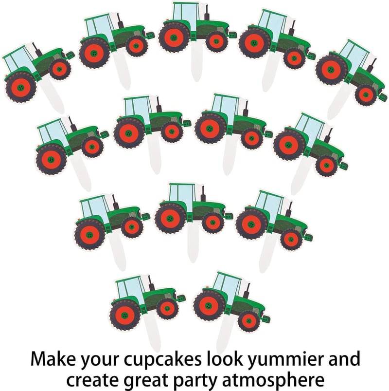 Blulu 56 darabos traktor cupcake topperek mezőgazdasági party dekorációhoz