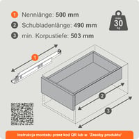 Set glisiere Blum Tandem 500 mm cu extensie completă, montare sub sertar, cu amortizare Soft-Close Blumotion pentru mobilier de bucătărie, 1 pereche 6