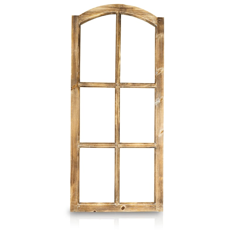 Decorațiune fereastră de grajd vintage Blümelhuber, cadru din lemn semicerc, decor de perete în stil rustic de țară, fereastră decorativă din lemn fără sticlă