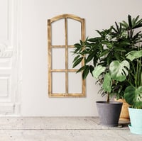 Decorațiune fereastră de grajd vintage Blümelhuber, cadru din lemn semicerc, decor de perete în stil rustic de țară, fereastră decorativă din lemn fără sticlă 4