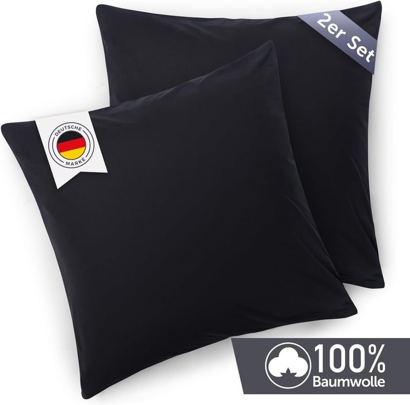 Blumtal 2 darabos pamut párnahuzat szett 40x40cm fekete jersey
