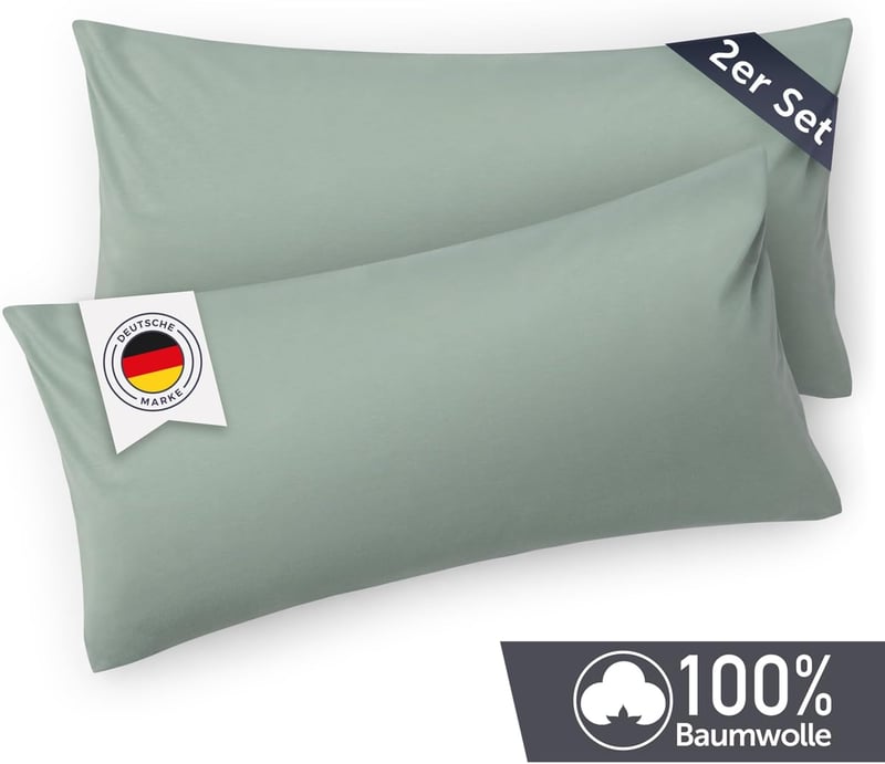 Blumtal 2 db pamut párnahuzat 40x80cm nyári zöld jersey - 40x80cm, Light Green