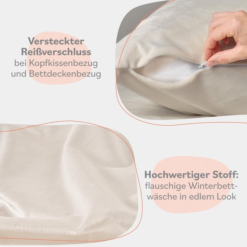 Blumtal Ágyneműhuzat 135x200 cm Cashmere Touch Plusz 2 db Párnával Krém Szín