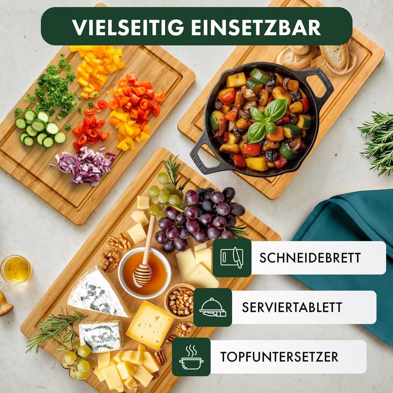 Blumtal bambusz vágódeszka antiszeptikus fával, szaftcsatornával