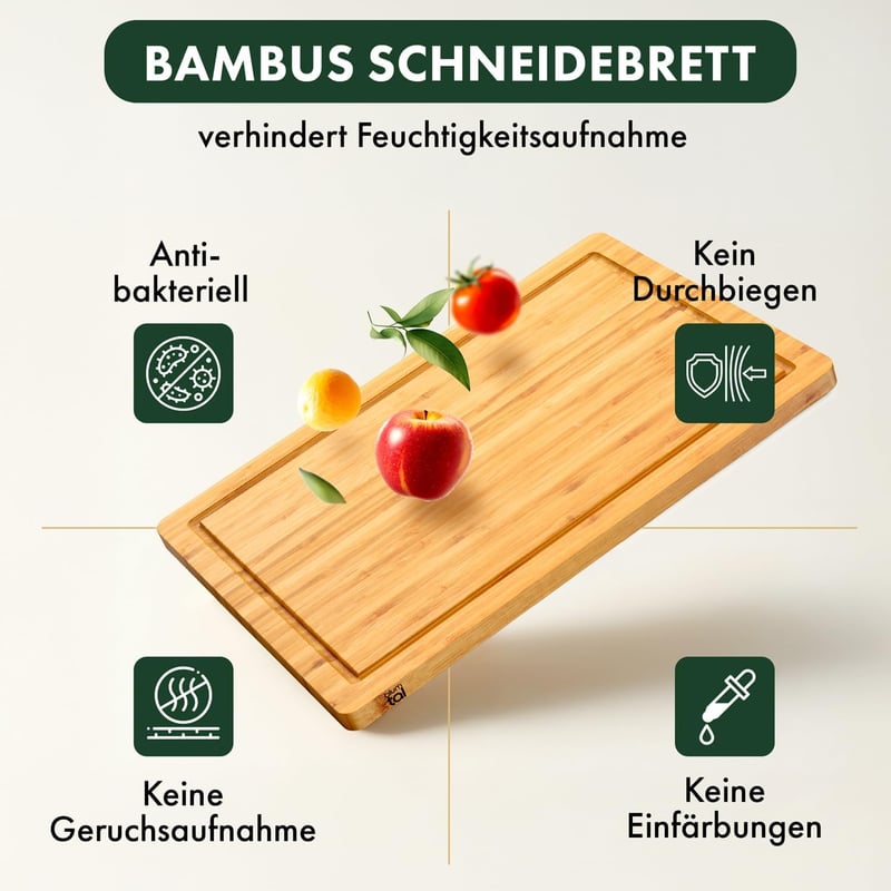 Blumtal bambusz vágódeszka antiszeptikus fával, szaftcsatornával