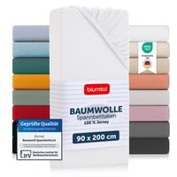 Napínacia plachta Blumtal Basics Jersey 90x200 cm, 100% bavlna, s certifikátom Oeko-Tex, biela 1