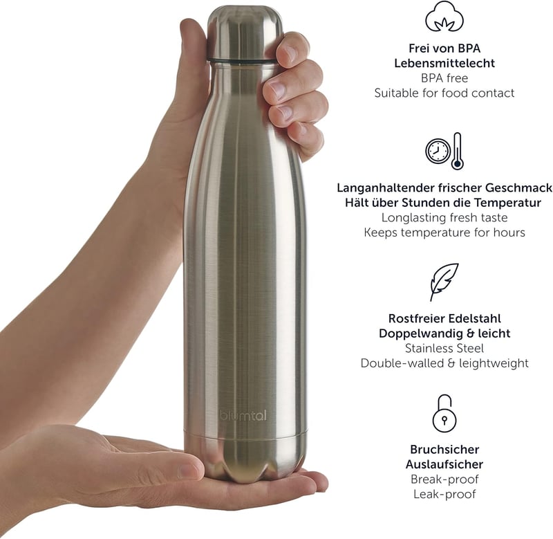 Blumtal Charles rozsdamentes acél termosz 750ml, BPA-mentes, hőtartó ivópalack