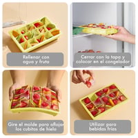 Súprava silikónových foriem na ľad Blumtal, 3 ks – Zásobník na ľad s vekom, forma na XL kocky, bez BPA, čierna, 15 priehradiek – Použité 10