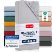 Blumtal Jersey Gumis Lepedő 90x200 cm Pamut Holdvilágos Szürke 1