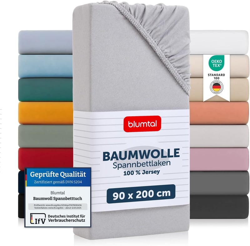 Blumtal Jersey Gumis Lepedő 90x200 cm Pamut Holdvilágos Szürke
