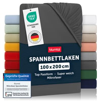 Cearșaf cu elastic din microfibră Blumtal 100x200x30 cm, husă de protecție pentru saltea certificată Oeko-Tex, antracit 1