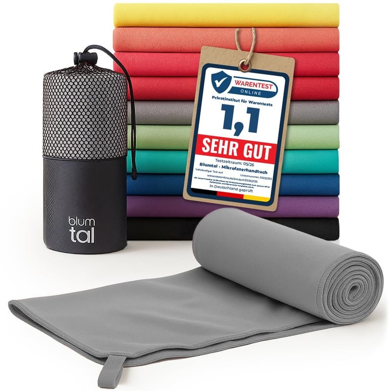 Prosop din microfibră Blumtal 140x70 cm, prosop cu uscare rapidă pentru sport și fitness, prosop de plajă, gri