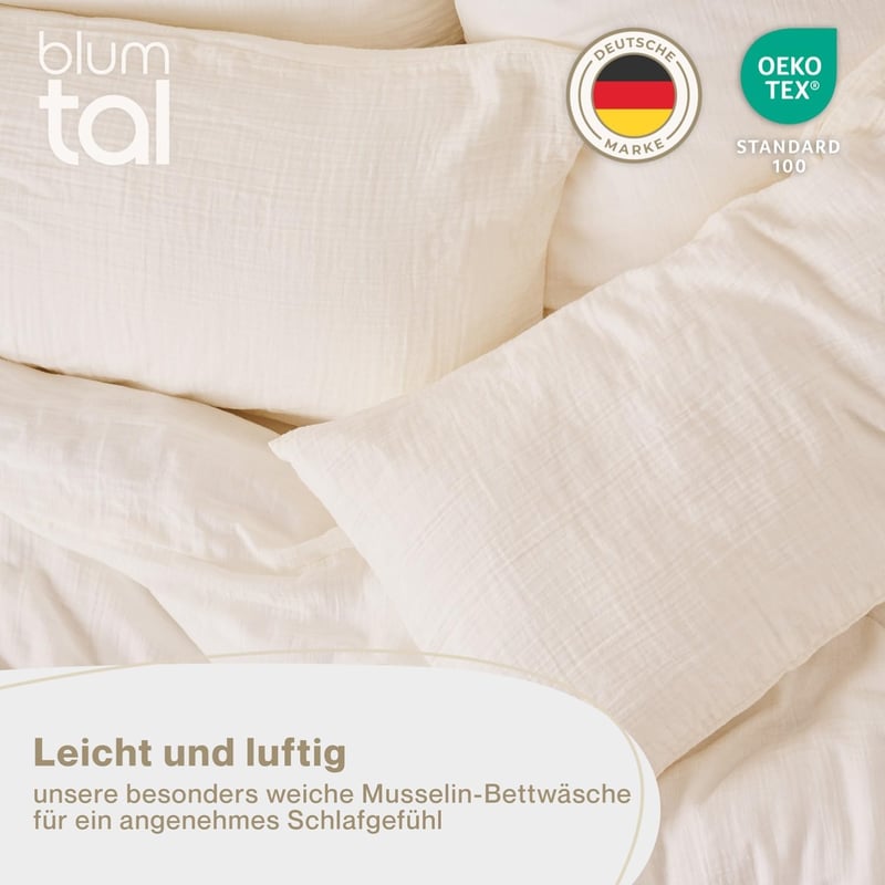 Blumtal Muslin Pamut Ágynemű 155x220 cm + 40x80 cm Oeko-Tex Beige